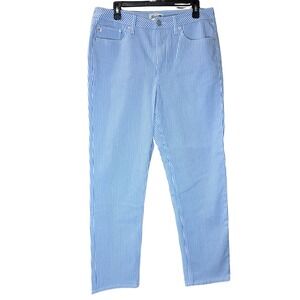 Seven7 Striped Jeans Blue White‎ 90's Straight Leg Hi Rise Denim Casual Size 10